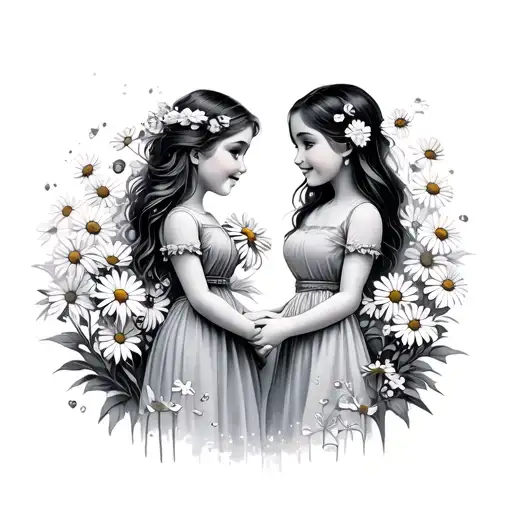 Daisy Flower Daughter Holding Hands