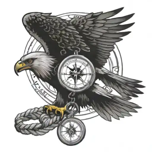 Wedgetail Eagle And Compass Intertwined