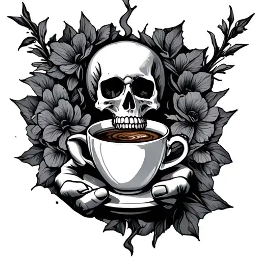 Death Holding Hot Coffee