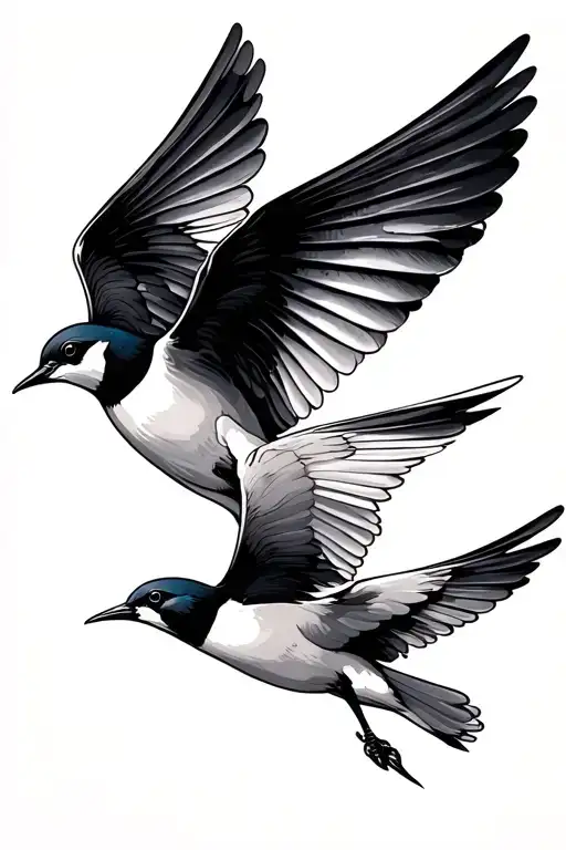 2 Swallow Bird Flying Away