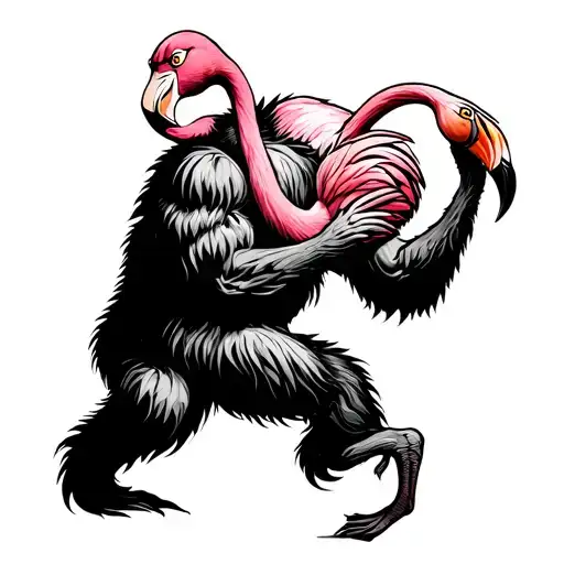 Bigfoot Riding A Pink Flamingo