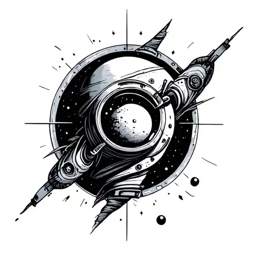 Space Woodcut Tattoo Design