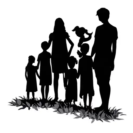 Family Of 6 Silhouette