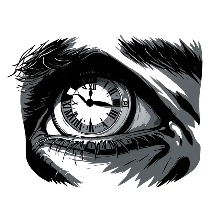 Man Eye With A Clock In The Puppil