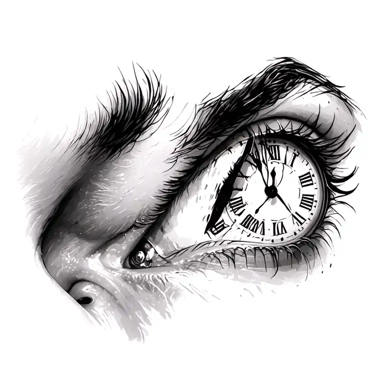 Man Eye With A Clock As Puppil
