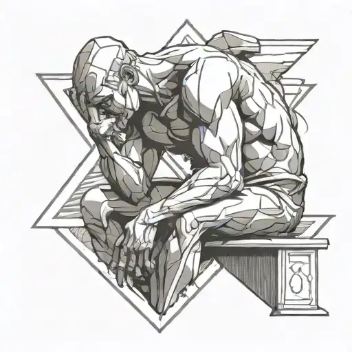The Thinker Statue Triangle Shape