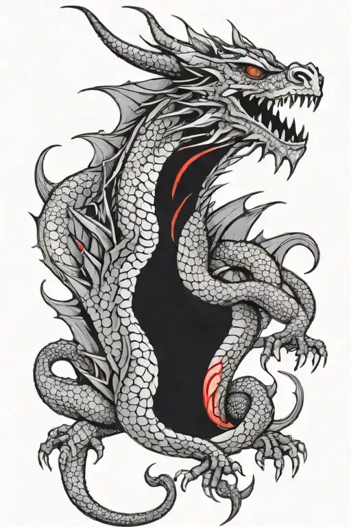 Black Dragon With Red Eyes That Is Evolving And Has Huge Wings