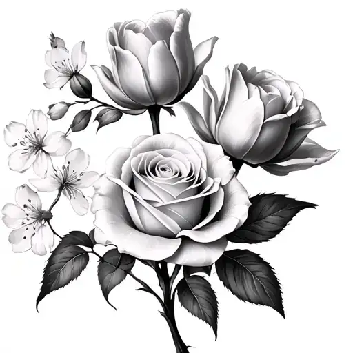 Roses Tulips And Cherry Blossom