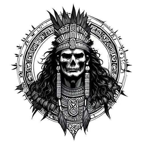 Supay Inca God Of Death With Circular Inca Symbols Around Him