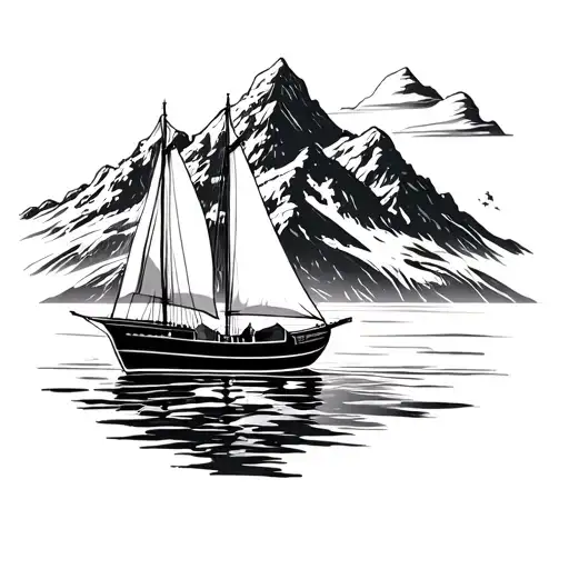 Mountain Sea Sailboat
