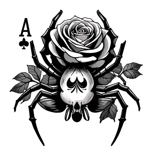 Ace Of Spades Spider And Rose Intertwined