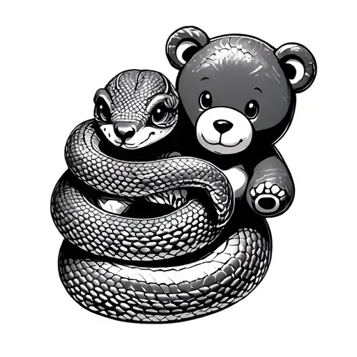 Snake Wrapped Around Teddy Bear