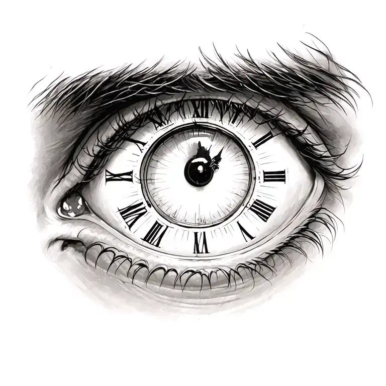Man Eye With Clock In The Puppil