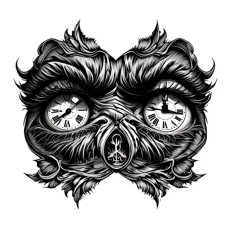 Man Right Eye With Clock In The Puppil