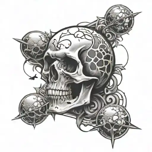 Skull And Planet Surrounded