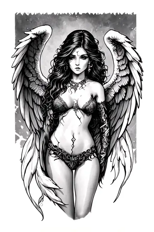 Sexy Feminine Broken Angel Simple