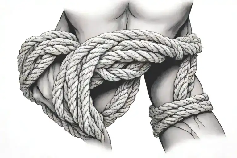 Single Thick Rope Wrapped Around Forearm Underneath Elbow