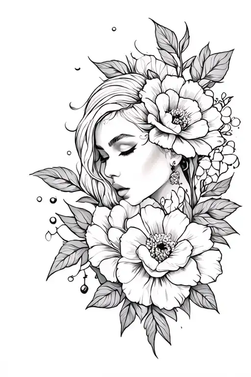 Sexy Feminine Floral Design Outline