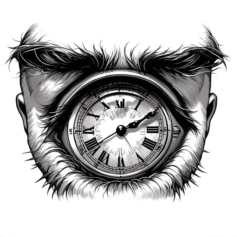 Man Right Eye With Clock In The Puppil