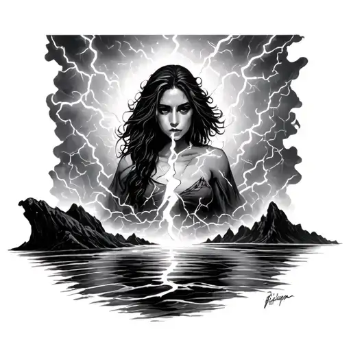 Calmness Within The Storm With Lightning Striking