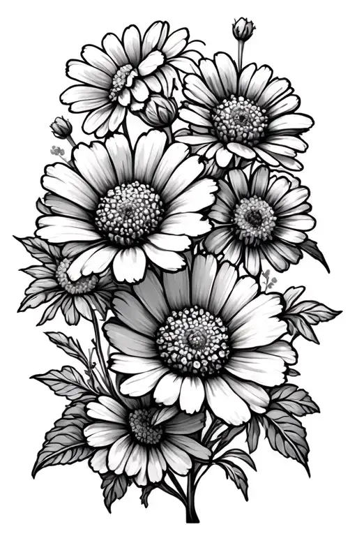 Marigold And Cosmos Flowers Blooming