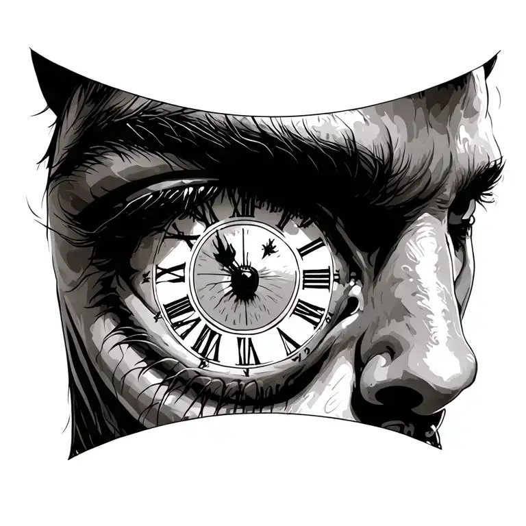 Man Right Eye With Clock In The Puppil