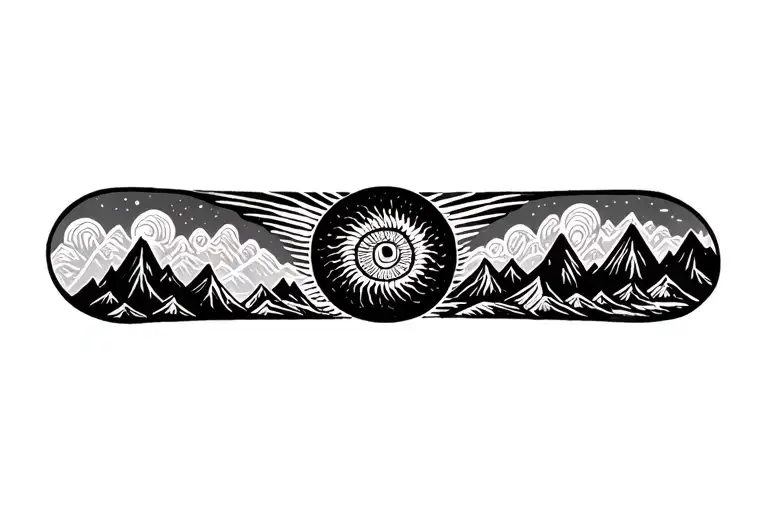 Pachamama Spiral With Mountain Outline Drawing
