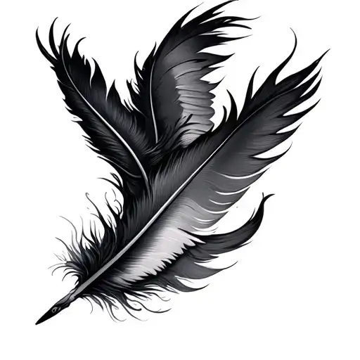 Feather With Bird Flying Away