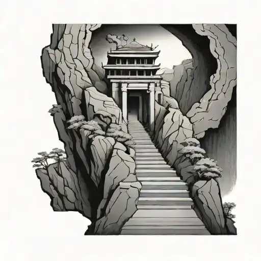 Temple In A Cliff With Stairs