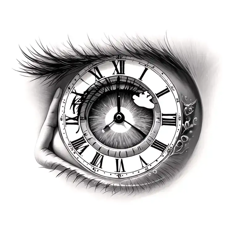 Man Right Eye With Clock In The Puppil