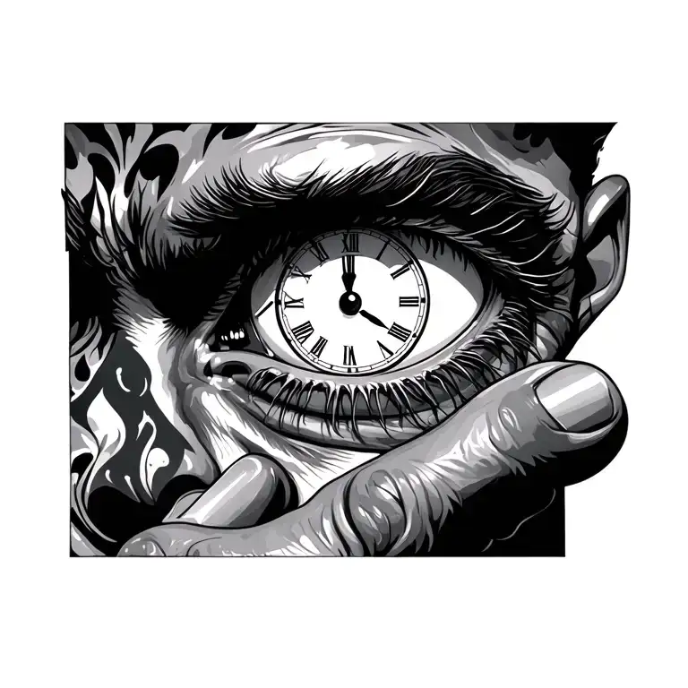 Man Right Eye With Clock In The Puppil