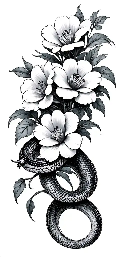 Flowers With A Snake Wrapped