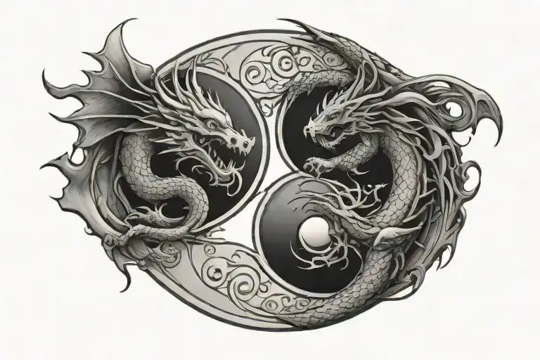 Dragon And Yin Yang Symbol