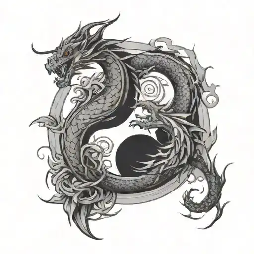 Dragon And Yin Yang Symbol