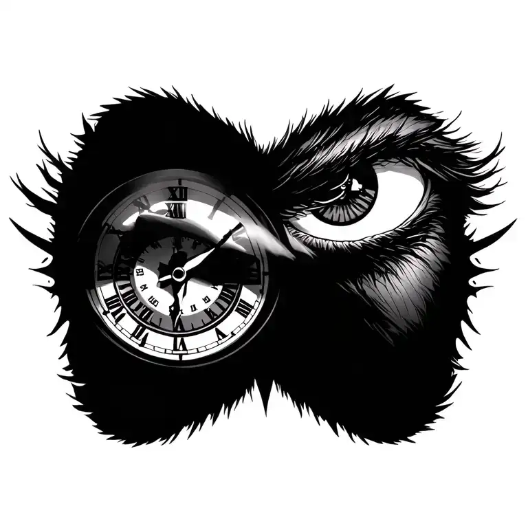 Man Right Eye With Clock In The Puppil