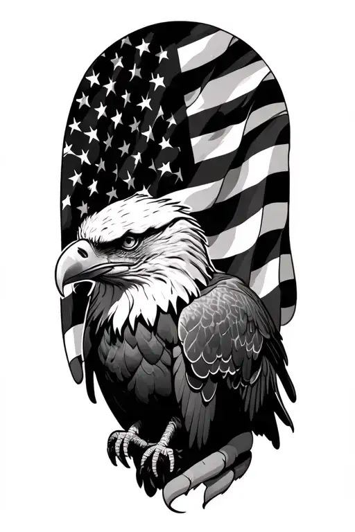 American Flag And Bald Eagle