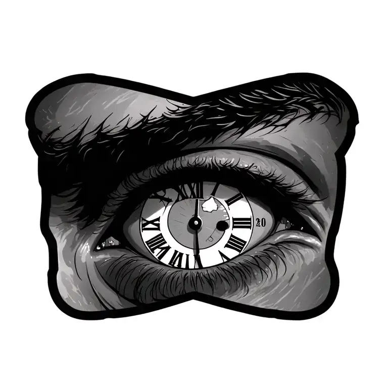 Man Right Eye With Clock In The Puppil