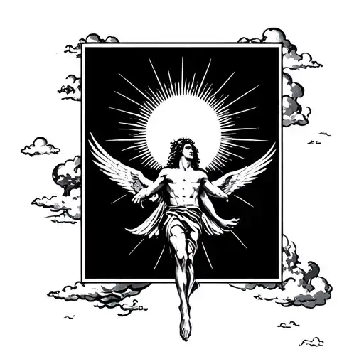 Icarus Falling From The Sky With Sun Shining