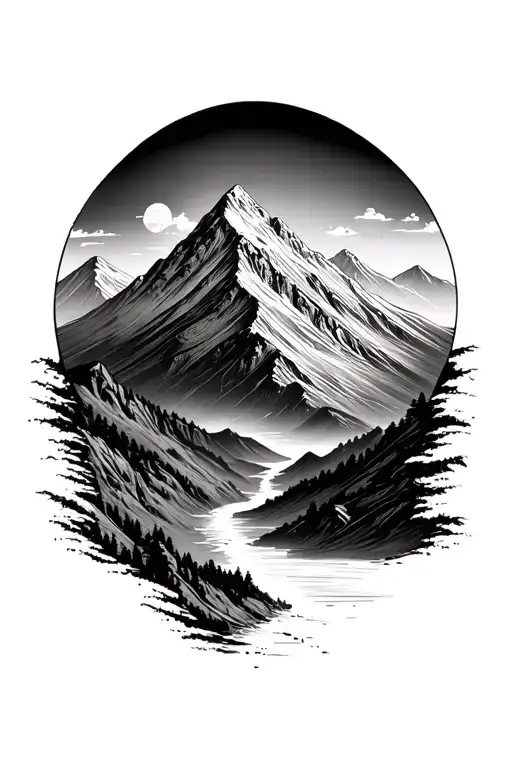 Mountain Landscape With Open Space In The Middle