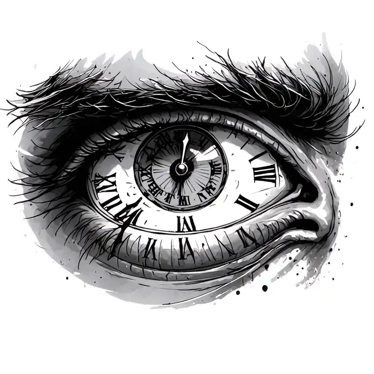 Man Right Eye With Clock In The Puppil