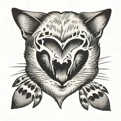 Mini Heart With Cat Paws In It Simple Minimalistic