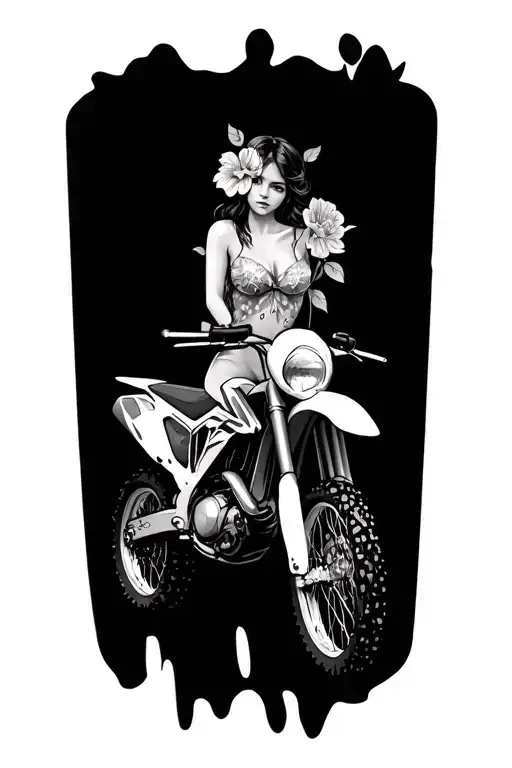 Feminine Dirtbike Design And Flowers
