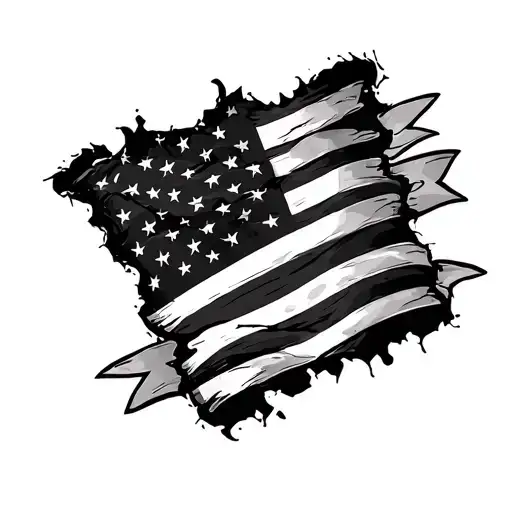 Torn Usa Flag With Banner