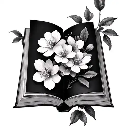 Book Open With Cherry Blossom Blooming Out