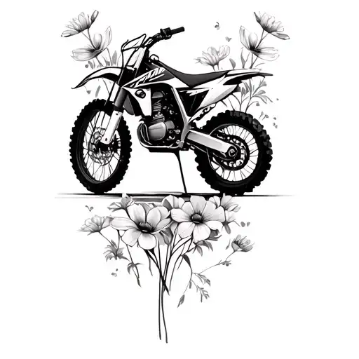 Ktm Dirtbike And Flowers Growing Around It