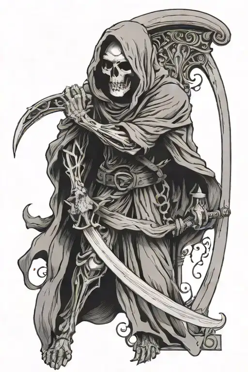 A Grim Reaper With An Arch Above Him