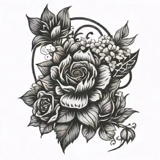 Flowers And Vegan Symbol Integrated