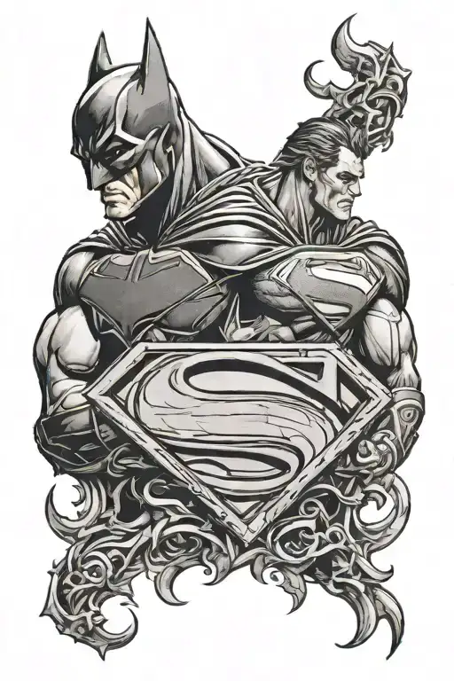 The Batman And Superman Symbol Intertwined Integrated With Viking