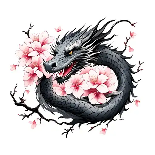 Cherry Blossom With Dragon Wrapped