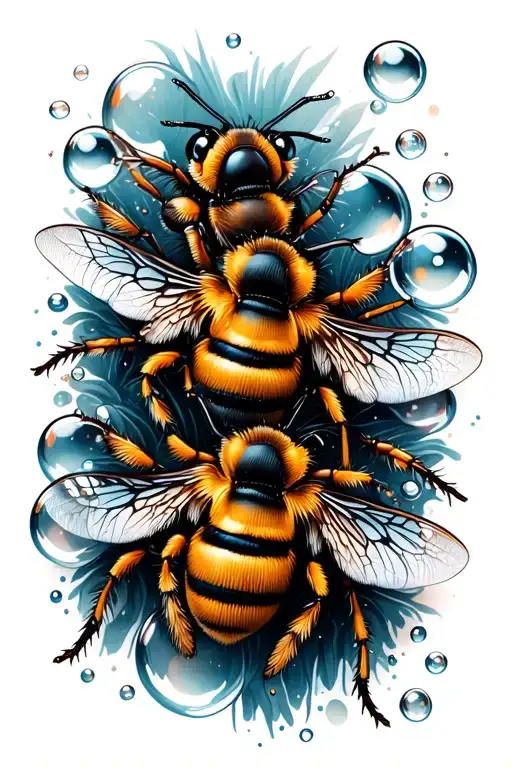 Multiple Bee's And Bubbles